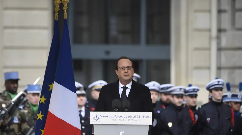 Hollande durante el homenaje a las víctimas del terrorismo.