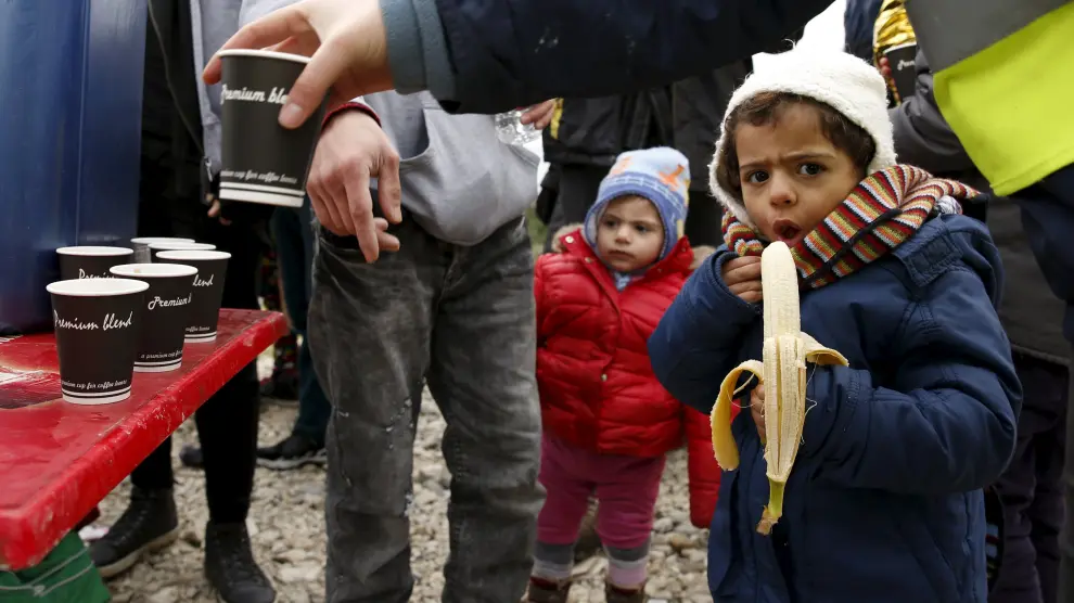 Niños refugiados en Lesbos.