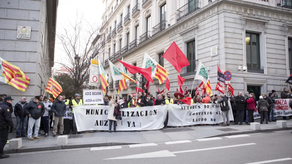 La protesta de los trabajadores de Auzsa en Madrid