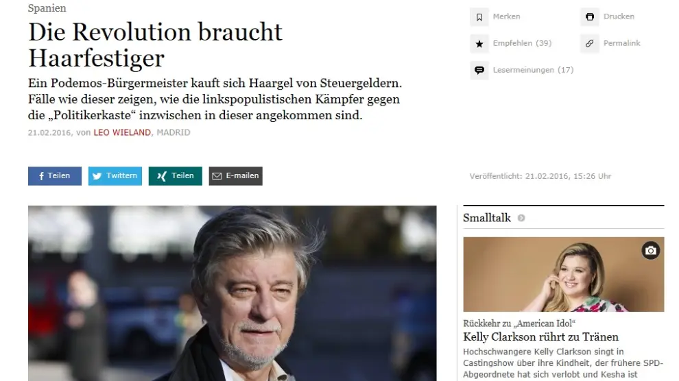 Hasta la página web de un diario alemán se hizo eco de la gomina de Santisteve.