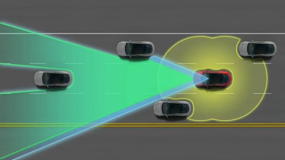 El sistema Autopilot detecta los vehículos del entorno antes de cambiar de carril.