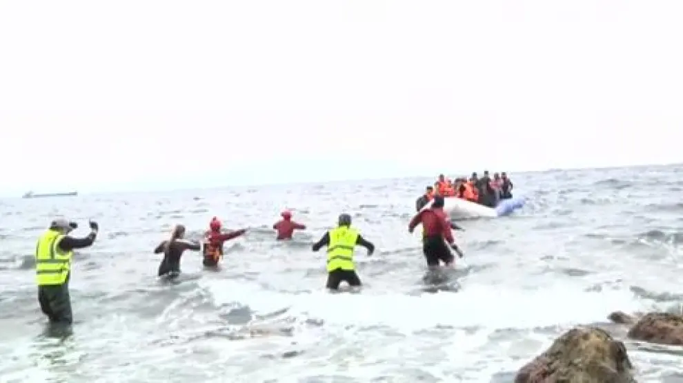 Imagen de archivo de un rescate con asistencia española a los refugiados.