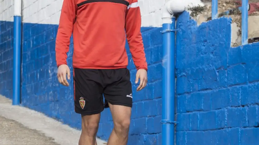 Jesús Vallejo, en el entrenamiento del equipo en La Romareda la pasada semana.