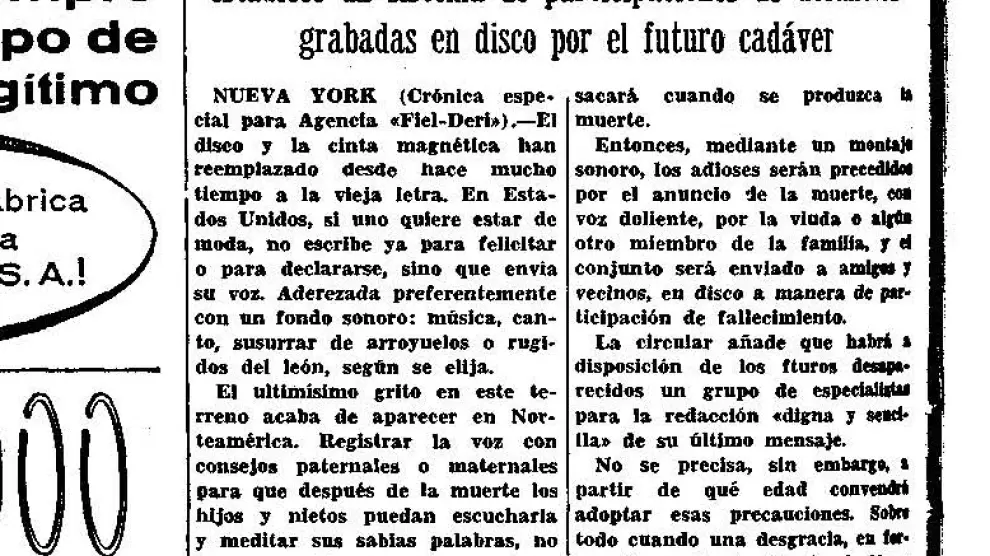 Noticia publicada en Heraldo de Aragón el 3 de abril de 1966.