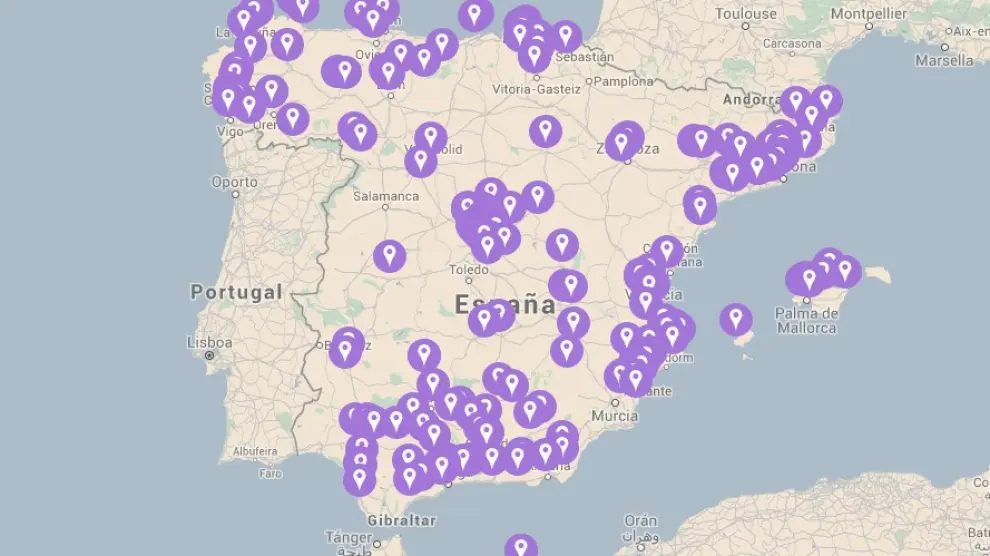 Mapa de la violencia de género en España.