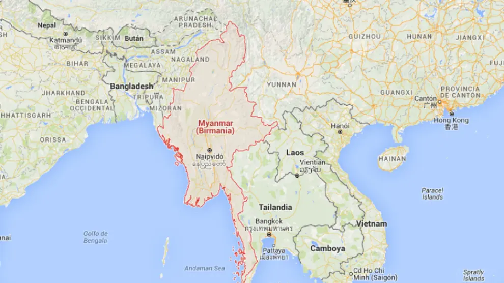 Mapa de Birmania