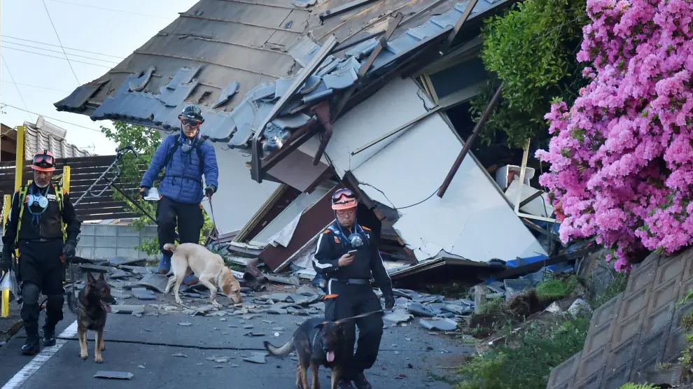 Zona de Japón afectada por el último terremoto, en  la prefectura de Kumamoto.