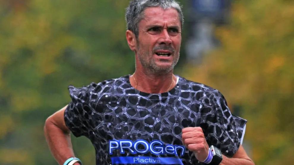 El atleta español Martín Fiz, primero en la maratón de Boston en la categoría de mayores de 50 años.