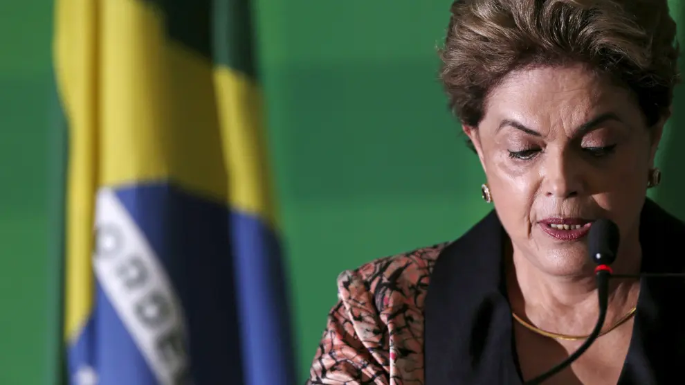 La presidenta brasileña, Dilma Rousseff, durante una conferencia de prensa.