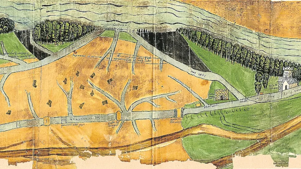 El mapa del canal de Tauste encontrado en el archivo navarro permanecía escondido dentro de un proceso judicial.