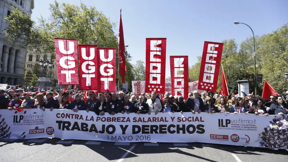 Toxo y Álvarez han encabezado la manifestación del Primero de Mayo en Madrid