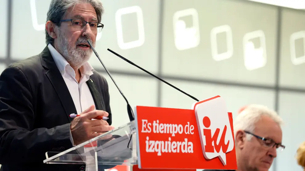 Adolfo Barrena, durante su intervención este sábado en el Consejo Político de IU en Madrid.