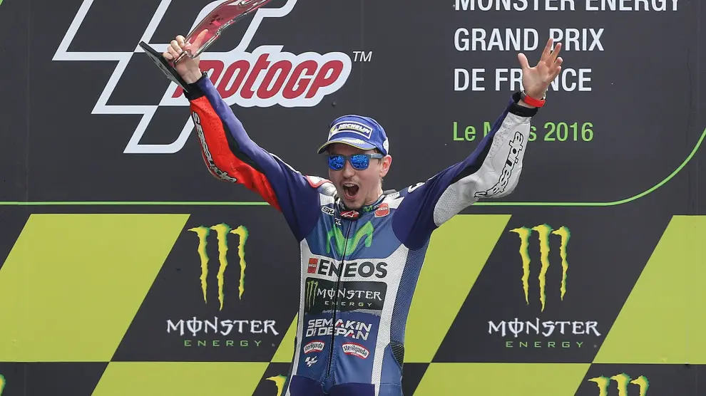 Jorge Lorenzo, en el podio del Gran Premio de Francia