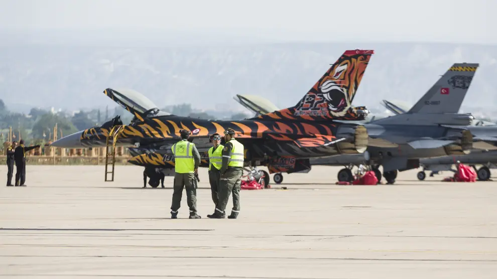 Cazas participantes en la Tiger Meet en la Base Aérea de Zaragoza