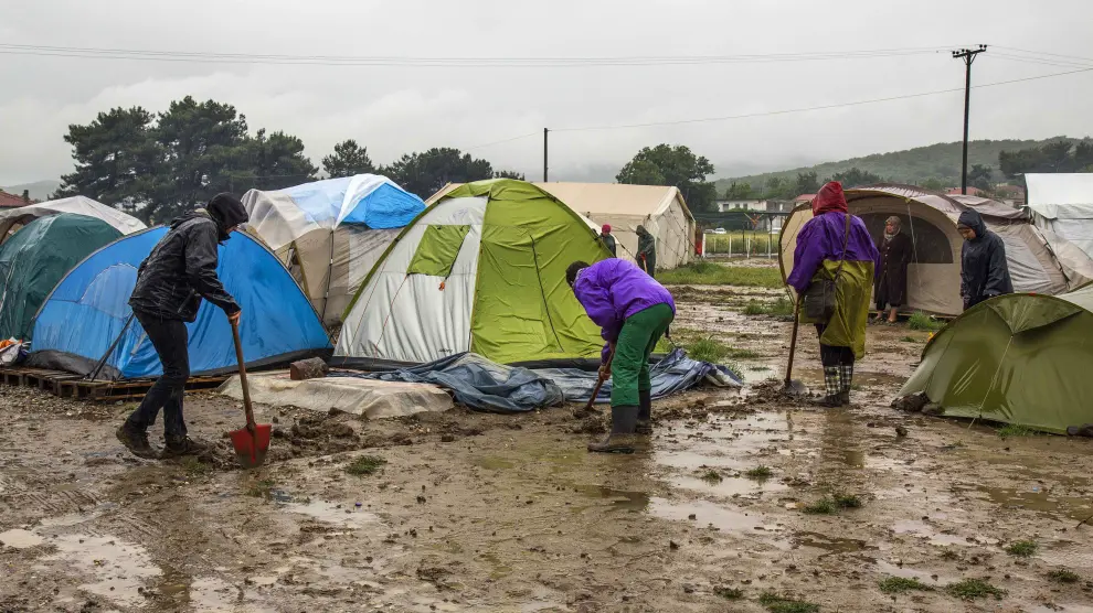 Campamento de refugiados en Grecia.