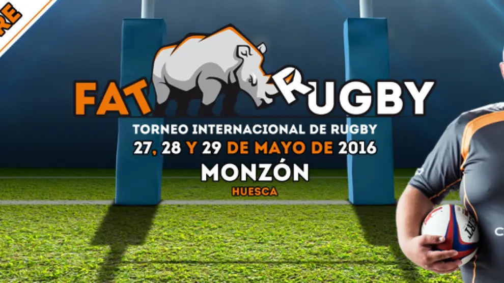Cartel del I torneo 'Fat rugby' en Monzón.