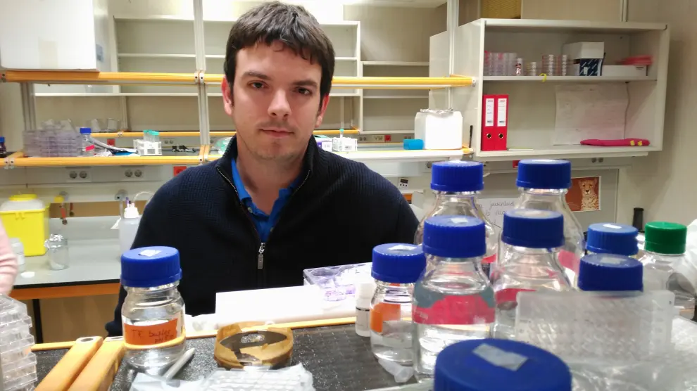 El investigador zaragozano Alberto Jiménez Schuhmacher, en su laboratorio del  CNI.