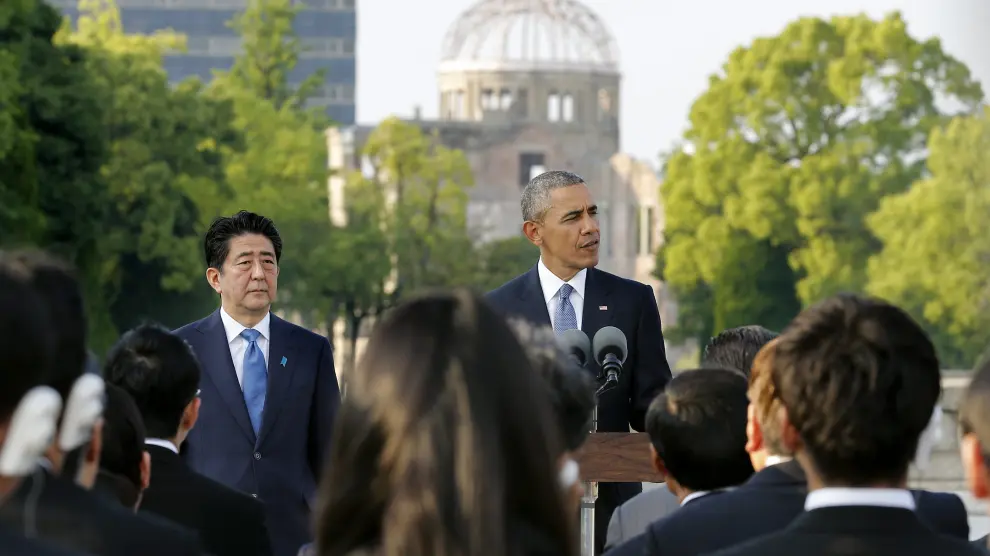 Obama y Abe, juntos en Hiroshima.