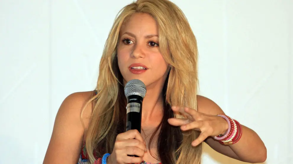 Shakira durante una rueda de prensa en Barranquilla.