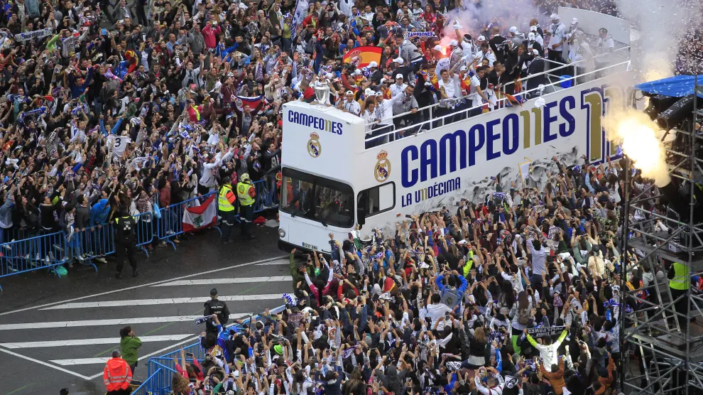 Imagen de una anterior celebración del Real Madrid.