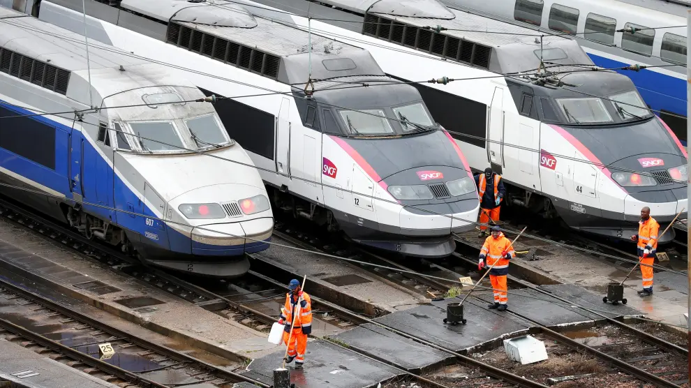 Trenes parados este martes en Francia.
