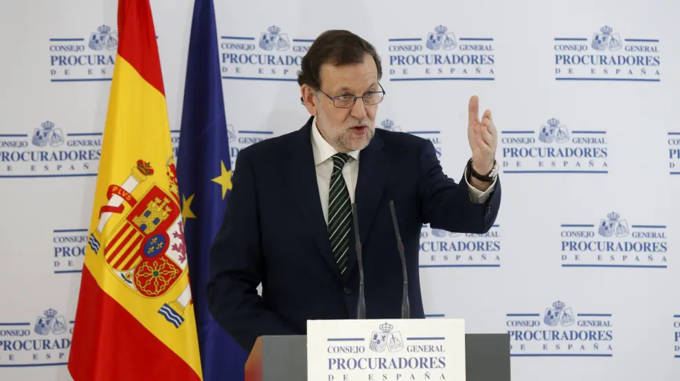 Mariano Rajoy durante su intervención en la inauguración de la nueva sede del Consejo General de Procuradores de España.