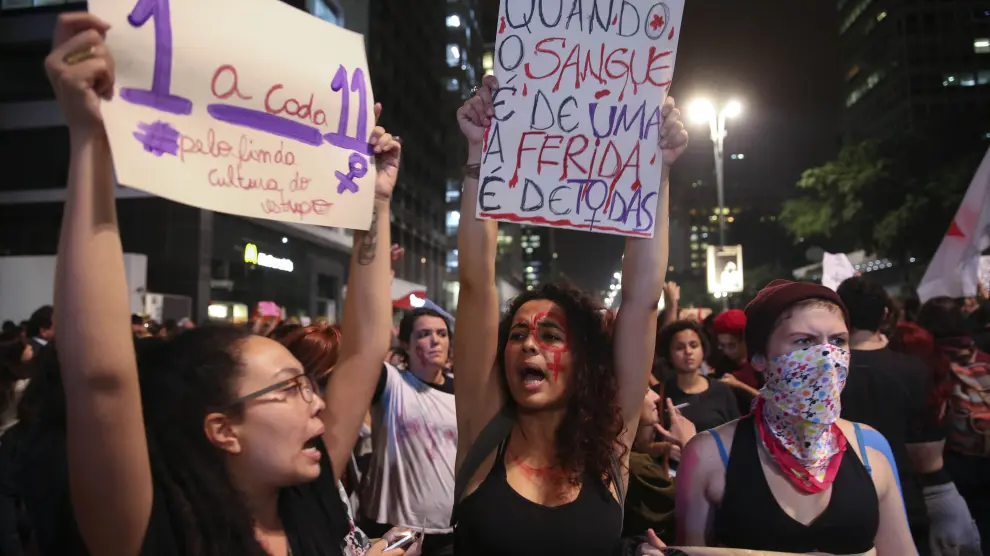 Manifestación en Sao Paulo contra la violación.