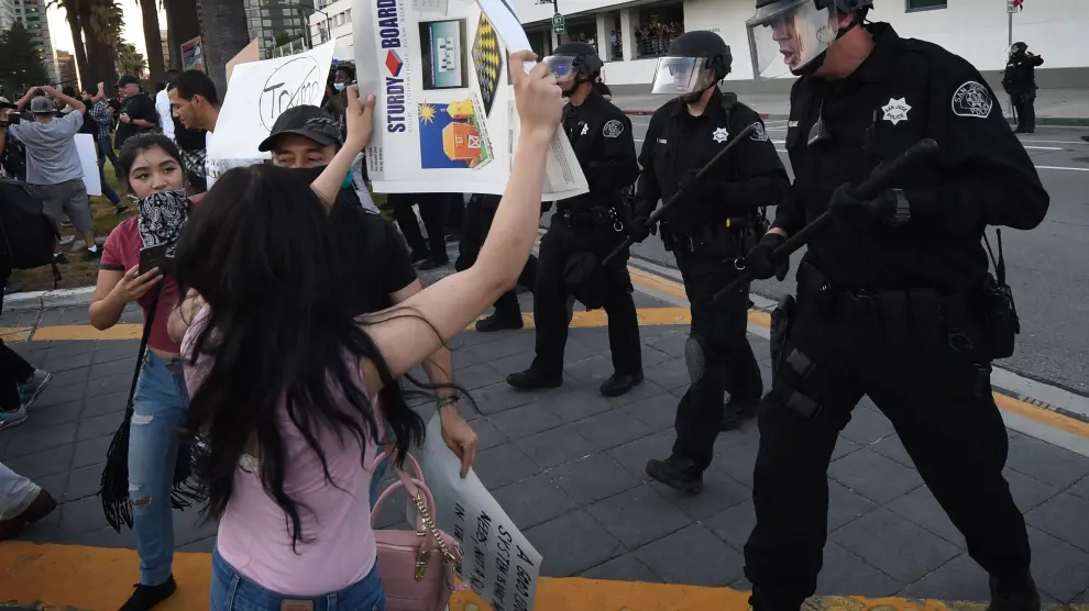 Protestas contra Donald Trump, este jueves en San José (California)