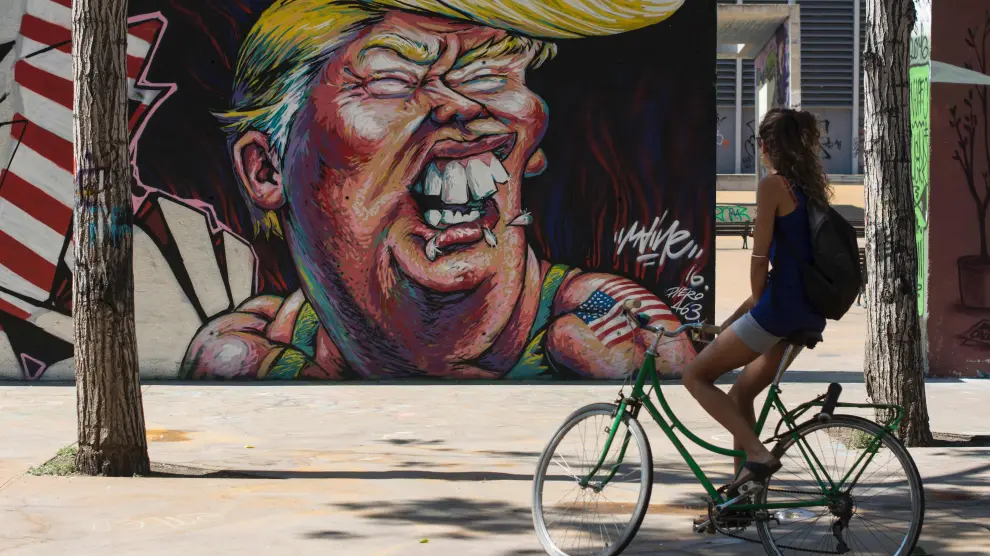 Un grafiti dedicado a Trump, en Barcelona
