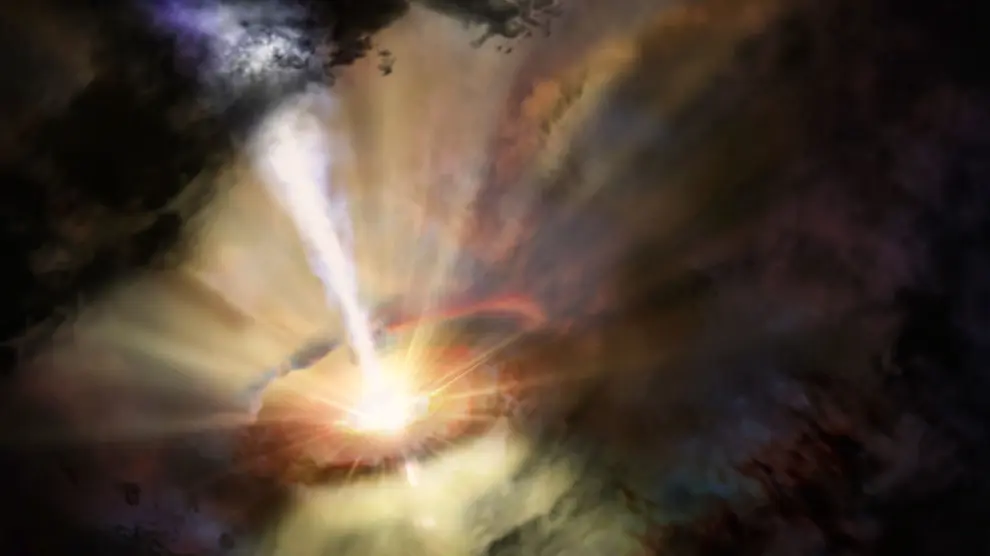 Una recreación del agujero negro investigado por el ESO.
