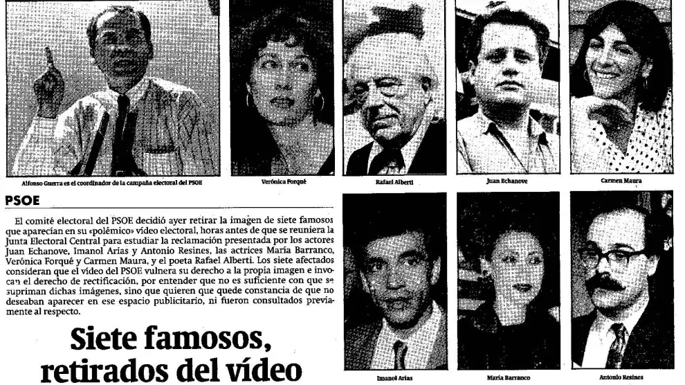Noticia publicada el 21 de octubre de 1989, durante la campaña electoral de las elecciones generales.