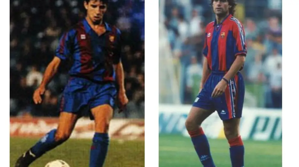 Luis Milla y Lluís Carreras, en la fase inicial de sus respectivas trayectorias profesionales, cuando dieron el salto al primer equipo de FC Barcelona de la mano de Johan Cruyff.
