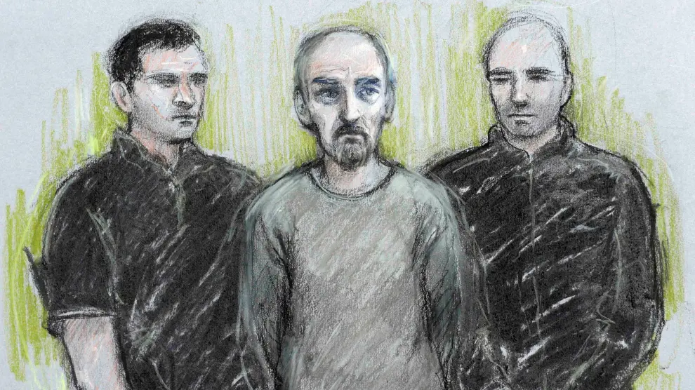 Dibujo de la comparecencia de Thomas Mair en el tribunal de Londres por el asesinato de Jo Cox.