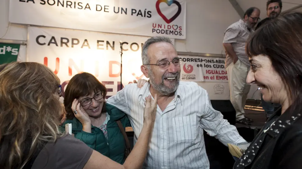 Pedro Arrojo en la carpa de Unidos Podemos