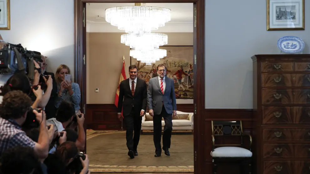Una de las últimas reuniones de Mariano Rajoy y Pedro Sánchez.