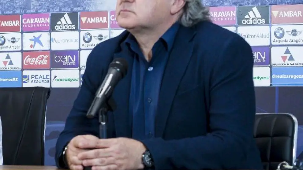 Narciso Juliá, director deportivo del Real Zaragoza, este jueves en la presentación de Xumetra en La Romareda.