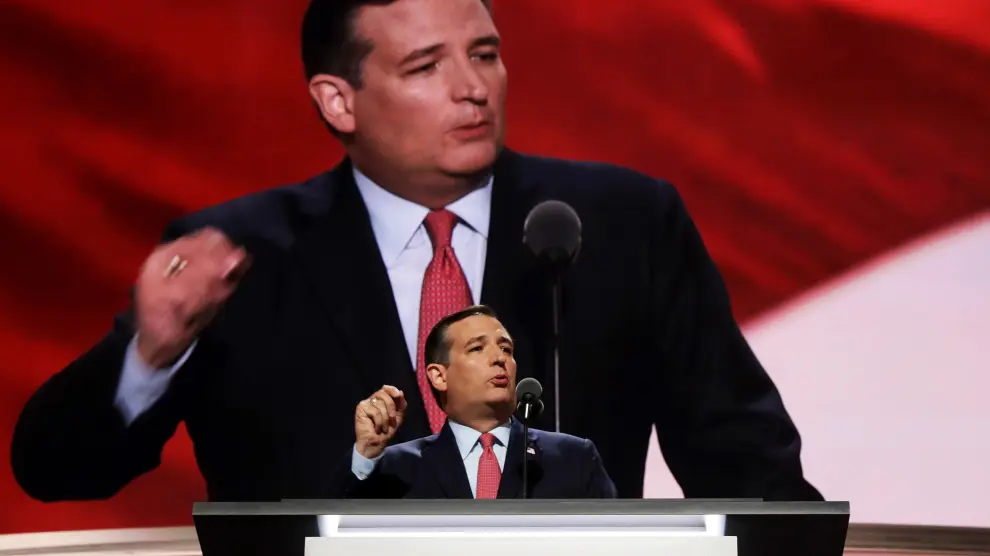 Ted Cruz durante su intervención en la Convención Nacional Republicana
