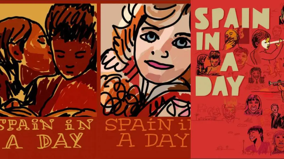El público puede elegir entre estos tres carteles para la película 'Spain in a day'.