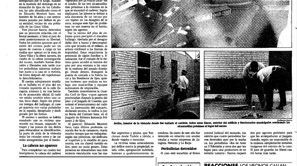 Noticia publicada el 17 de septiembre de 1996 sobre el asesinato de Eduardo Montori