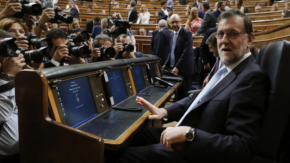 El presidente del Gobierno en funciones, Mariano Rajoy, al inicio de la sesión constitutiva de las Cortes Generales de la XII Legislatura