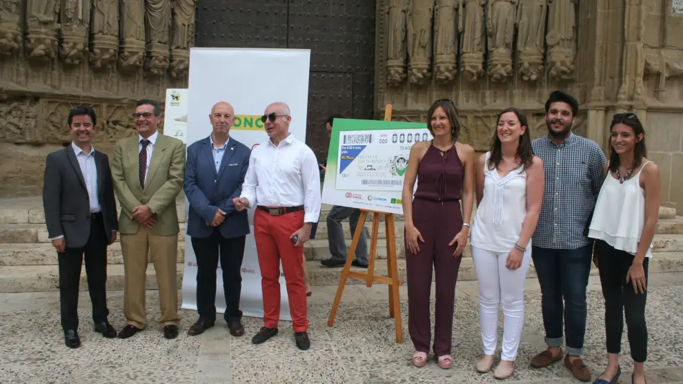 Presentación del cupón de la ONCE de las fiestas de San Lorenzo en Huesca.