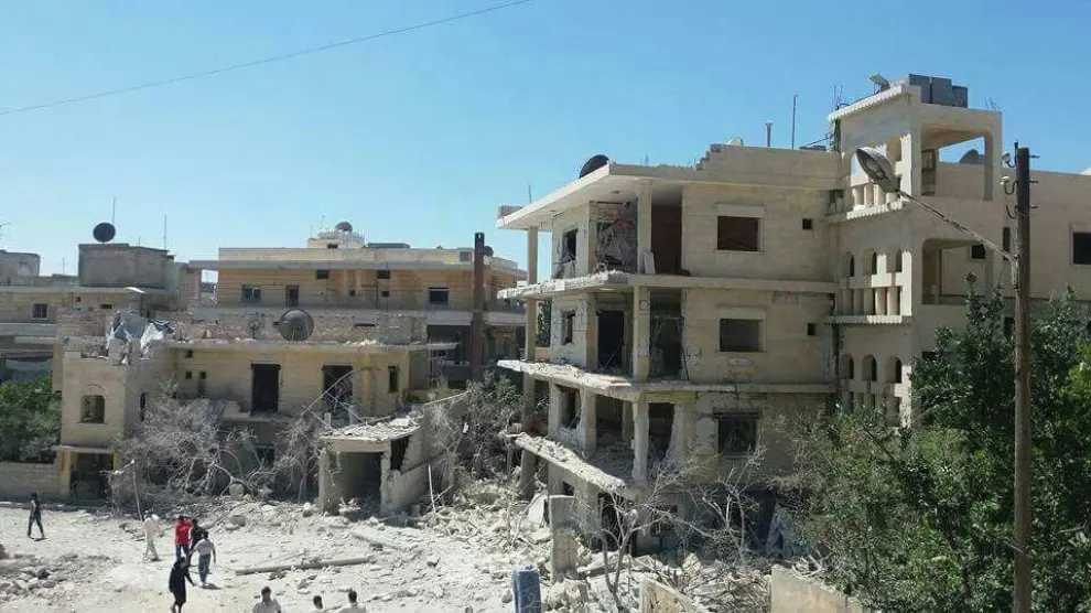 Imágenes del hospital tras el bombardeo.