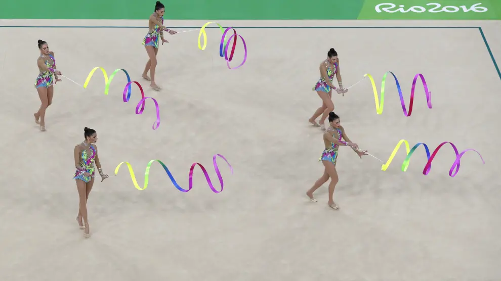 El conjunto español de gimnasia rítmica en la final de los Juegos de Río