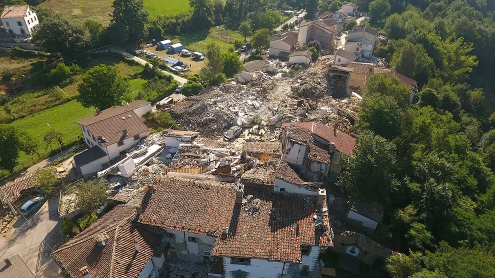 Saletta vista desde un drone tras el terremoto