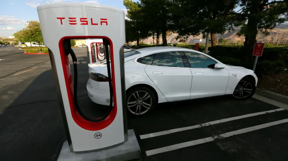 Estación de recarga de Tesla en Cabazon (California).