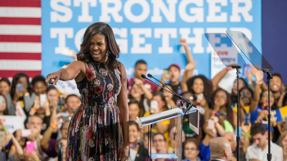 Michelle Obama durante un acto en la universidad de George Mason en Virginia