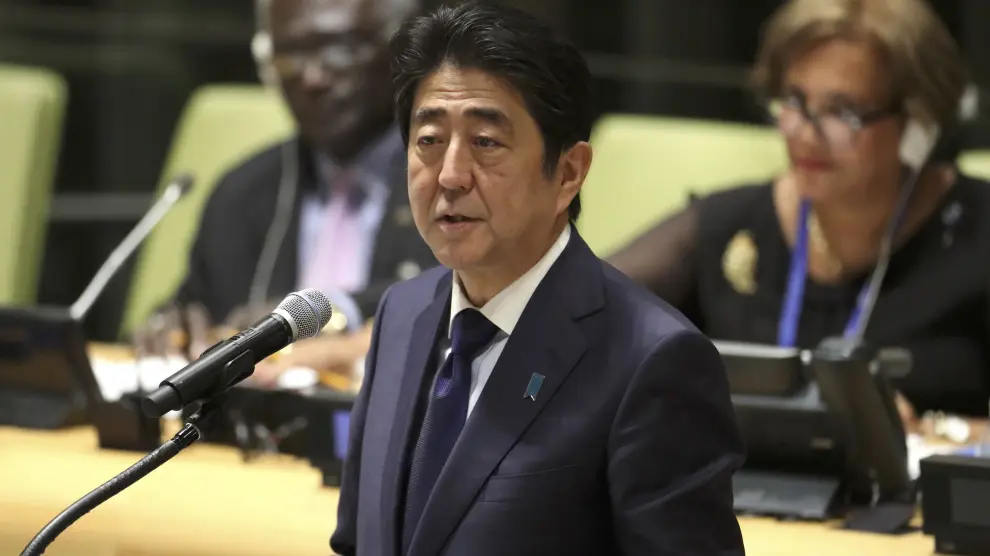 El primer ministro japonés Shinzo Abe durante la 71ª Asamblea General de la ONU