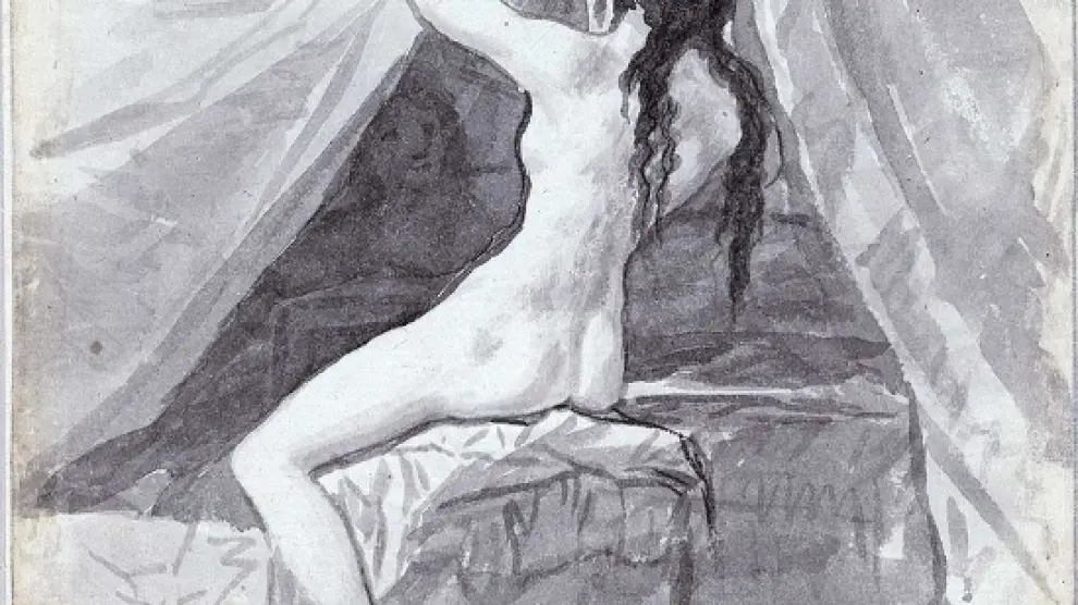'Mujer desnuda mirándose al espejo', uno de los dibujos del Álbum B