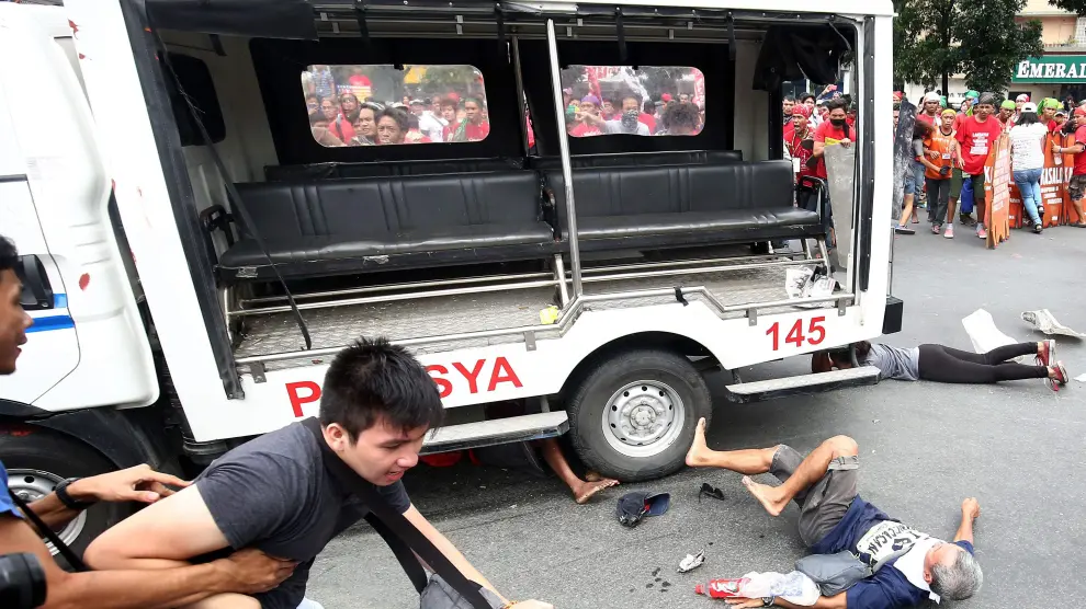 Momento del atropello en Manila.