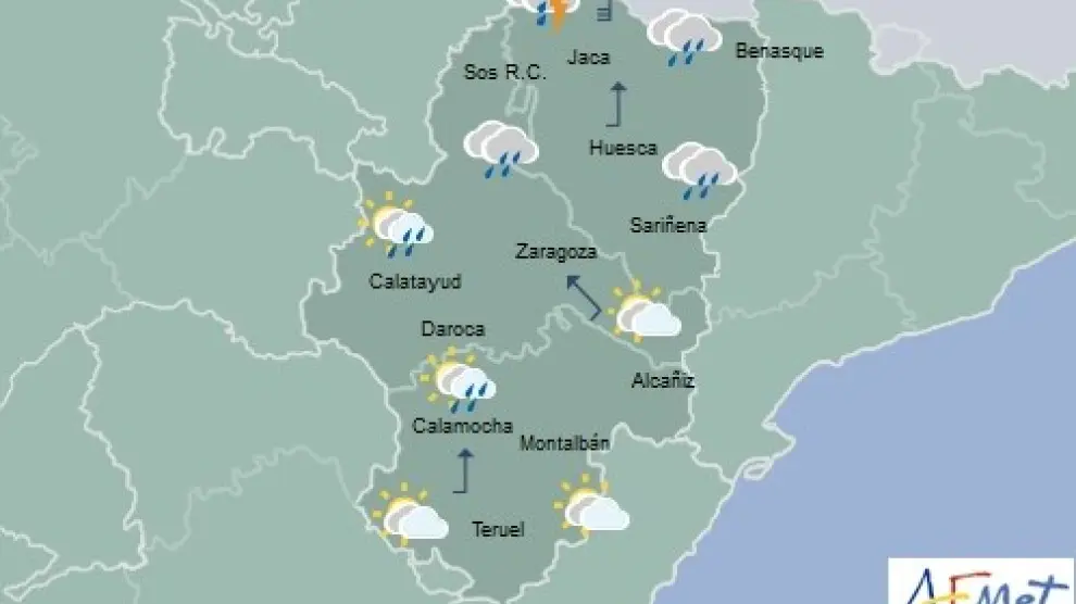 Alerta por lluvias de hasta 80 litros por metro cuadrado en el Pirineo
